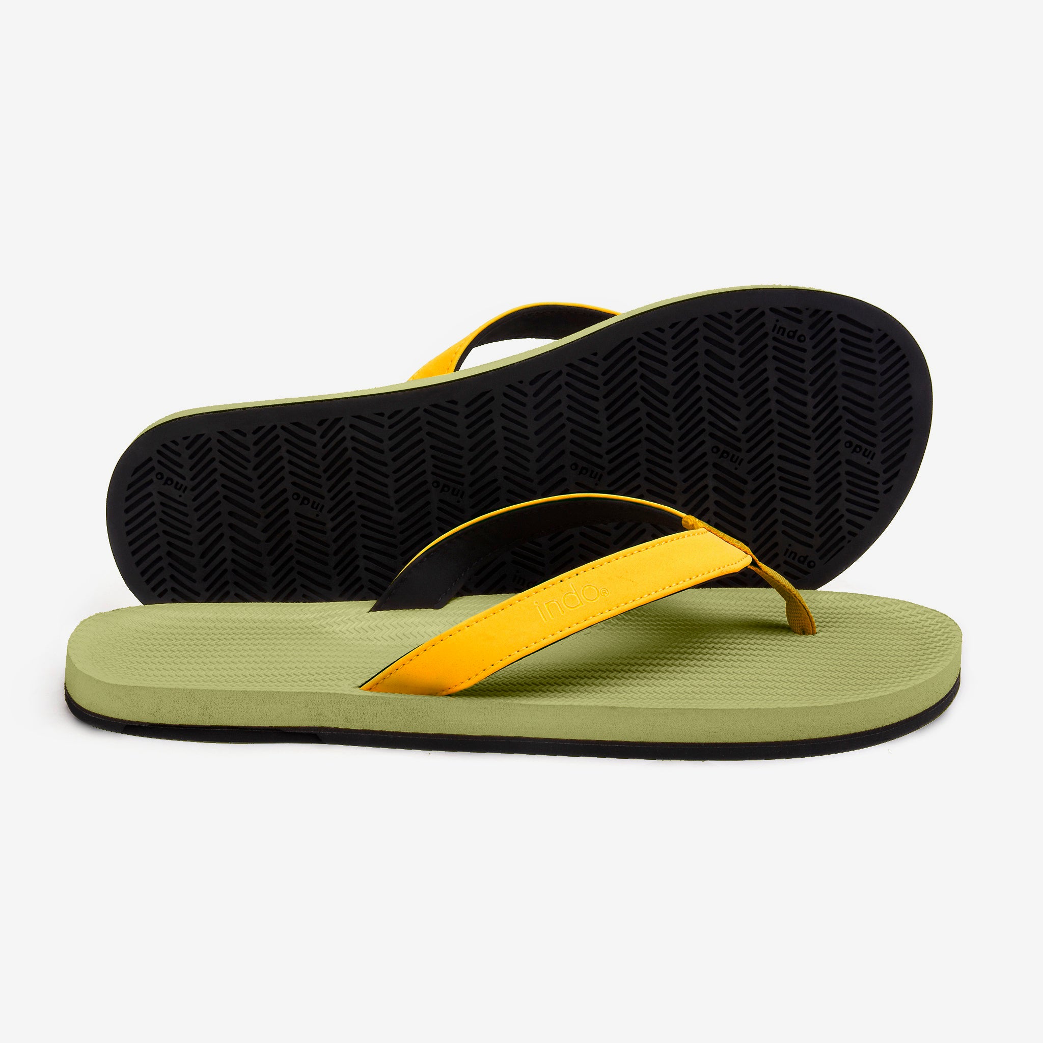 Mens Flip Flops - Olive/Honey