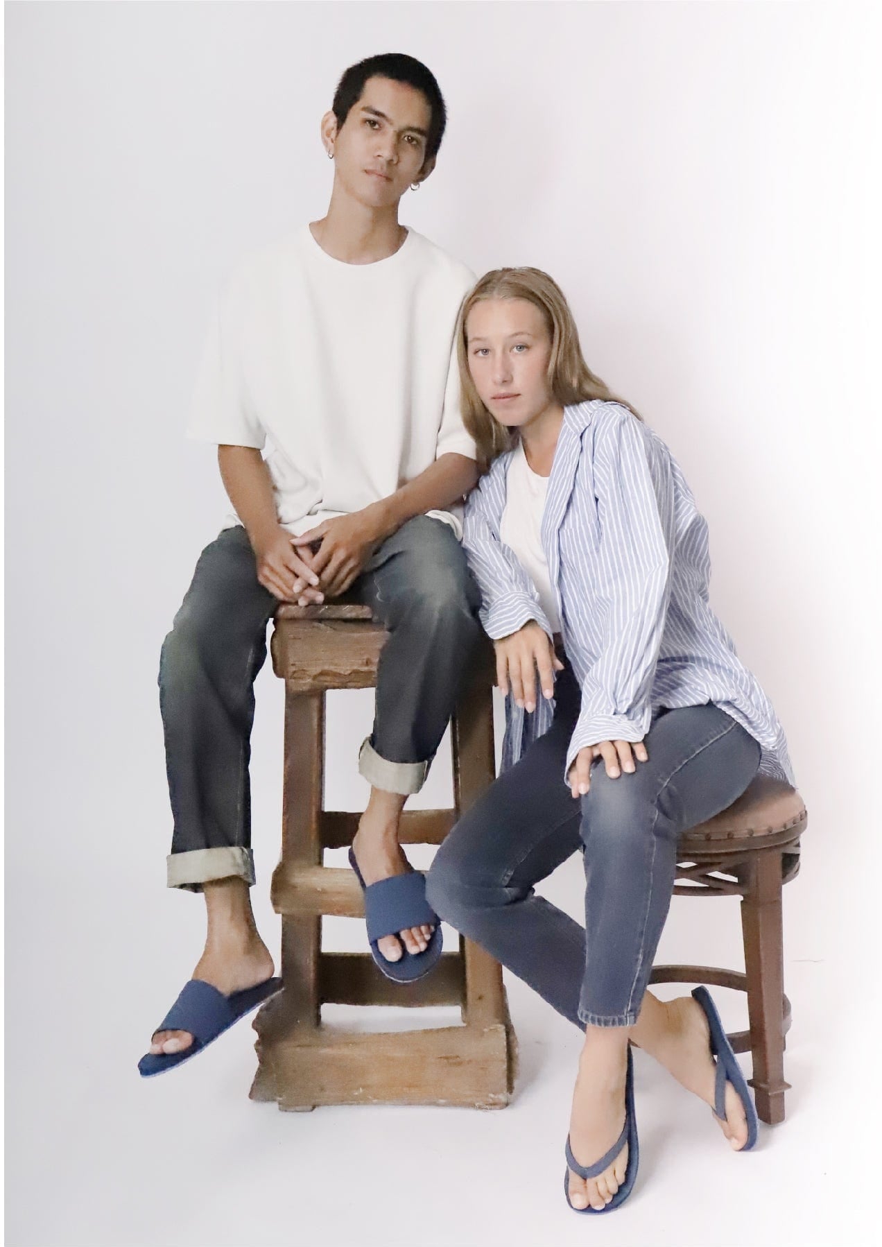 Women's Slide Recycled Pable Straps - Indigo/Shore - Indosole